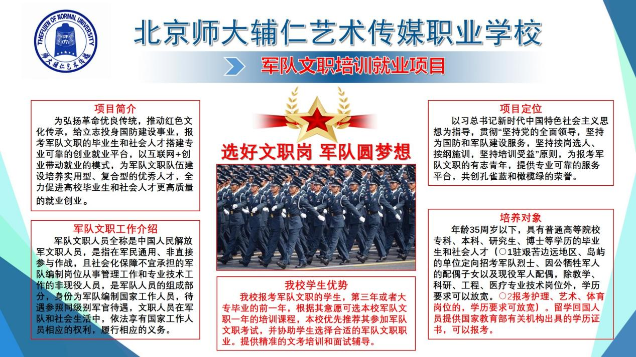 北京师大辅仁艺术传媒职业学校2024年就业项目介绍